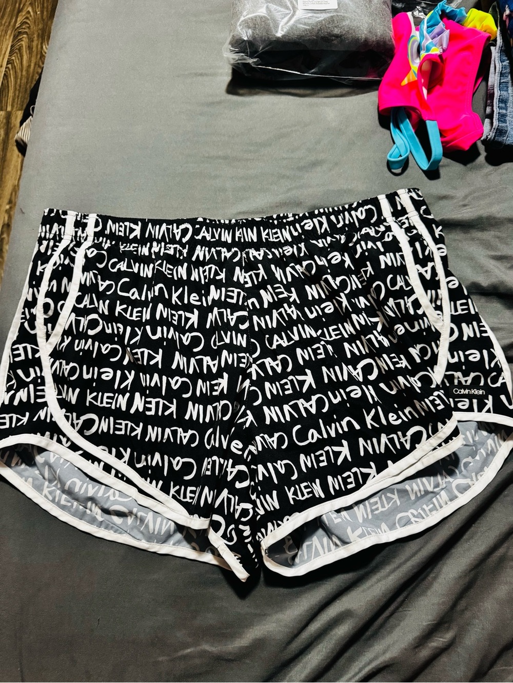 Calvin Klein Black Shorts with White Logo Print